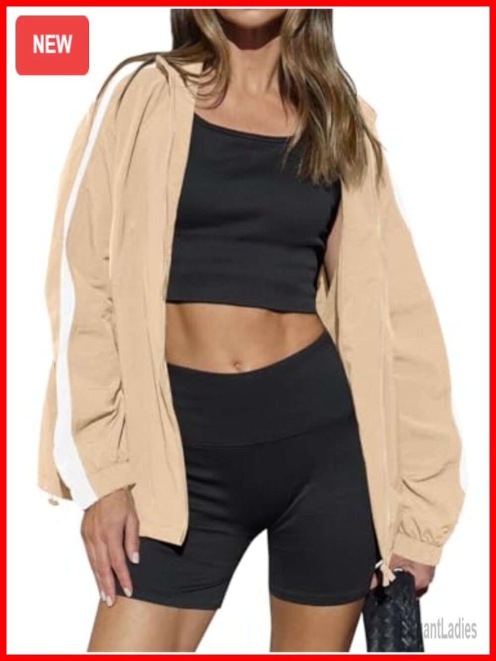 Yousify Womens Casual Lightweight Color Block Hooded Jacket Windbreaker Zip Up